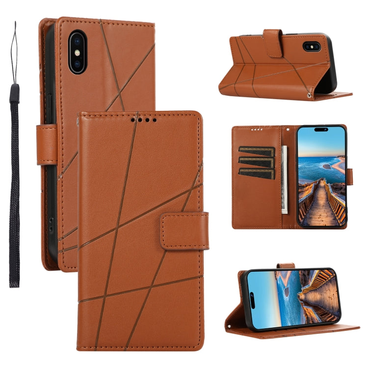 PU Genuine Leather Texture Embossed Line Phone Case