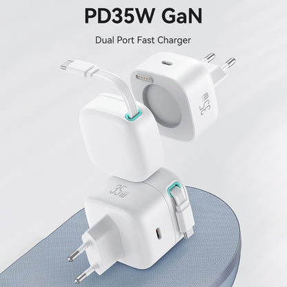 USAMS US-CC202 SMF Series PD35W Dual Type-C Port GaN Fast Charger, EU Plug