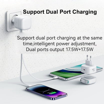 USAMS US-CC202 SMF Series PD35W Dual Type-C Port GaN Fast Charger, EU Plug