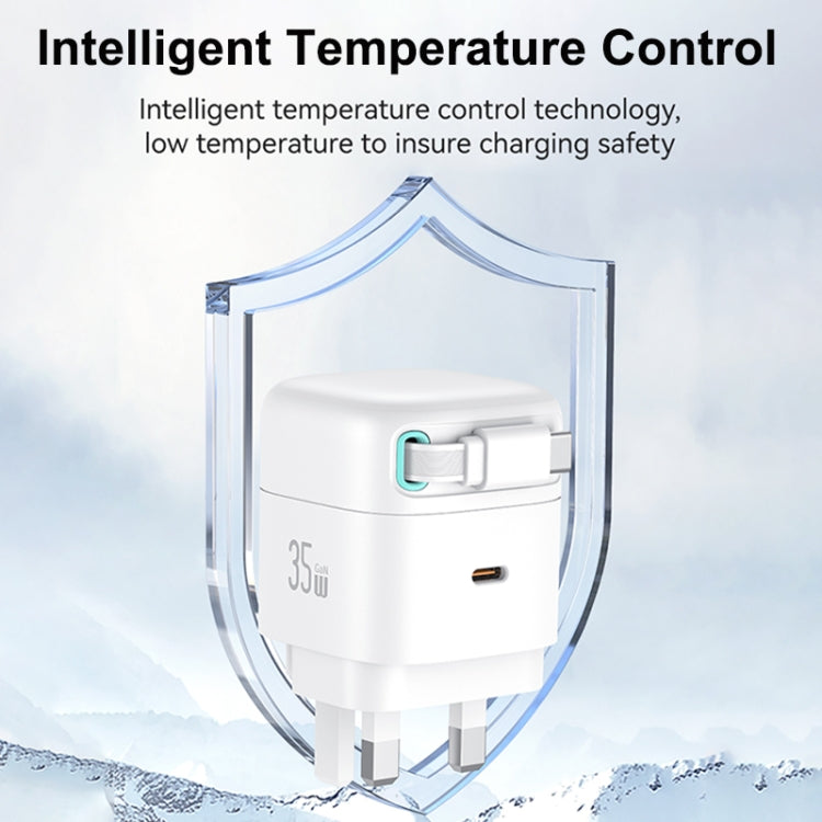 USAMS US-CC204 SMF Series PD35W Dual Type-C Port GaN Fast Charger, UK Plug