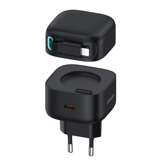 USAMS US-CC209 SMF Series PD35W 8 Pin + Type-C Dual Port GaN Fast Charger, EU Plug