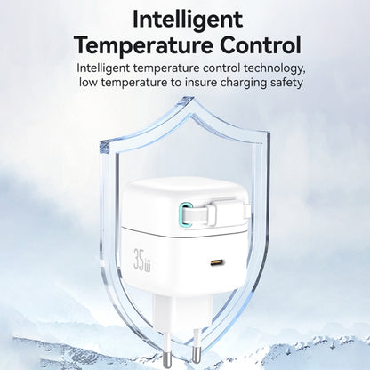 USAMS US-CC209 SMF Series PD35W 8 Pin + Type-C Dual Port GaN Fast Charger, EU Plug