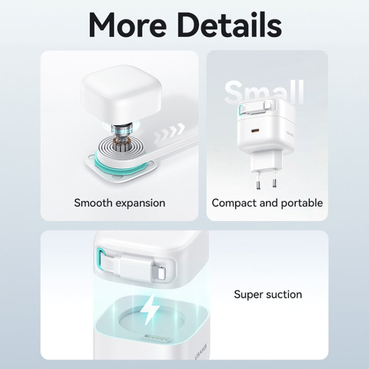 USAMS US-CC209 SMF Series PD35W 8 Pin + Type-C Dual Port GaN Fast Charger, EU Plug