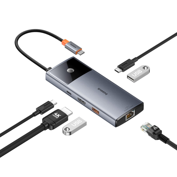 Baseus Metal Gleam Series II 6 in 1 Type-C to 1xHDMI+2xType-C+2xUSB+1xRJ45 HUB Docking Station, BS-OH099