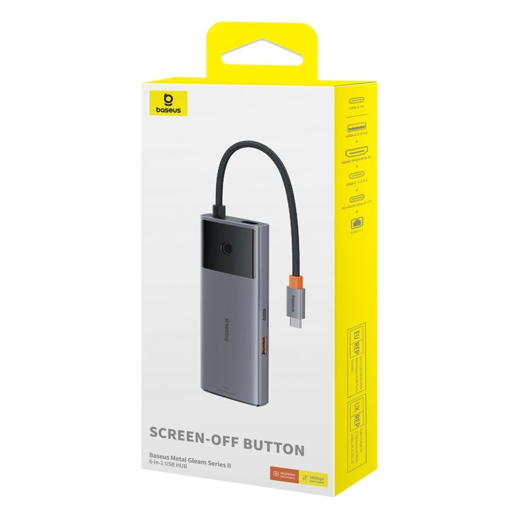 Baseus Metal Gleam Series II 6 in 1 Type-C to 1xHDMI+2xType-C+2xUSB+1xRJ45 HUB Docking Station, BS-OH099