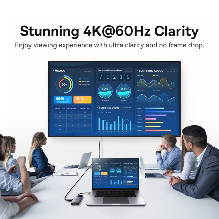 Baseus Metal Gleam Series II 6 in 1 Type-C to 1xHDMI+2xType-C+2xUSB+1xRJ45 HUB Docking Station, BS-OH099