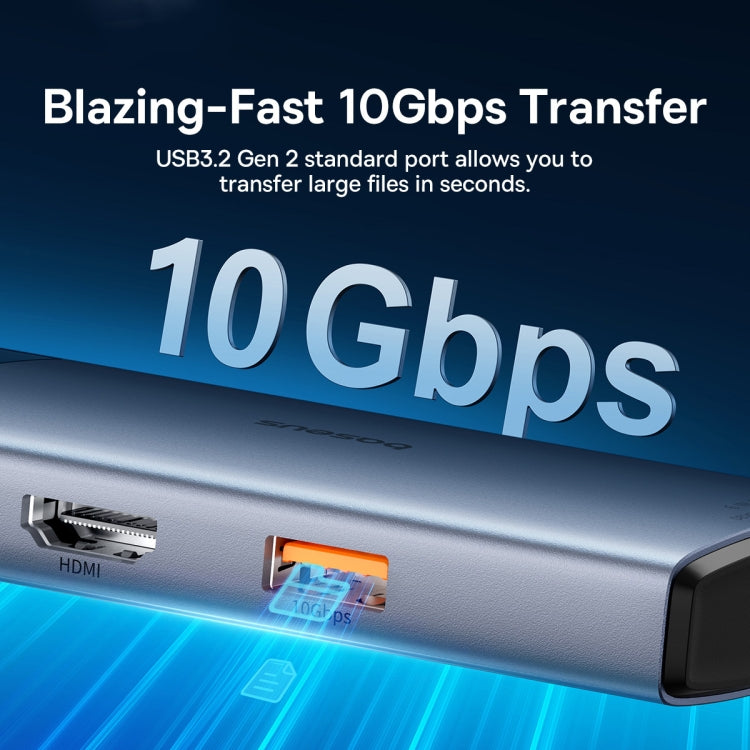 Baseus Metal Gleam Series II 6 in 1 Type-C to 1xHDMI+2xType-C+2xUSB+1xRJ45 HUB Docking Station, BS-OH099