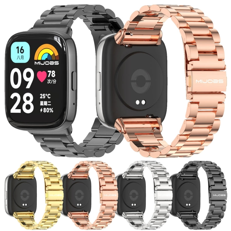 Mijobs Three-Bead Metal Stainless Steel Watch Band, For Redmi Watch 3 Lite / Watch 3 Active