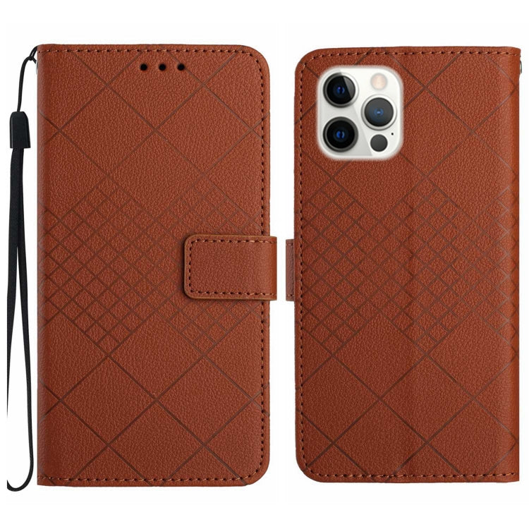 Rhombic Grid Texture Leather Phone Case