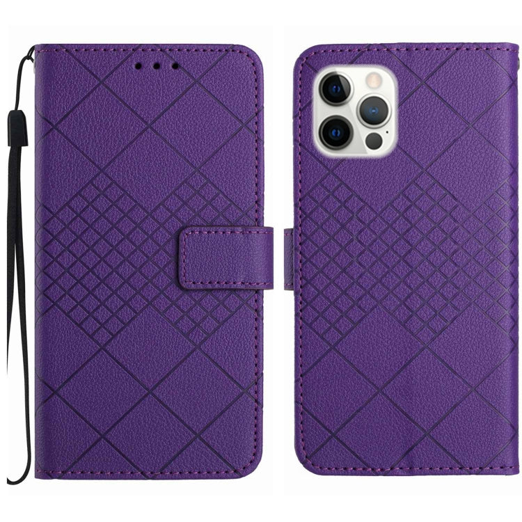 Rhombic Grid Texture Leather Phone Case