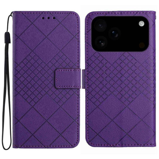 Rhombic Grid Texture Leather Phone Case, For iPhone 17 Pro Max, For iPhone 17 Pro, For iPhone 17, For iPhone Air, For iPhone SE 2024, For iPhone 16 Pro Max, For iPhone 16 Pro, For iPhone 16 Plus, For iPhone 16, For iPhone 15 Pro Max, For iPhone 15 Pro