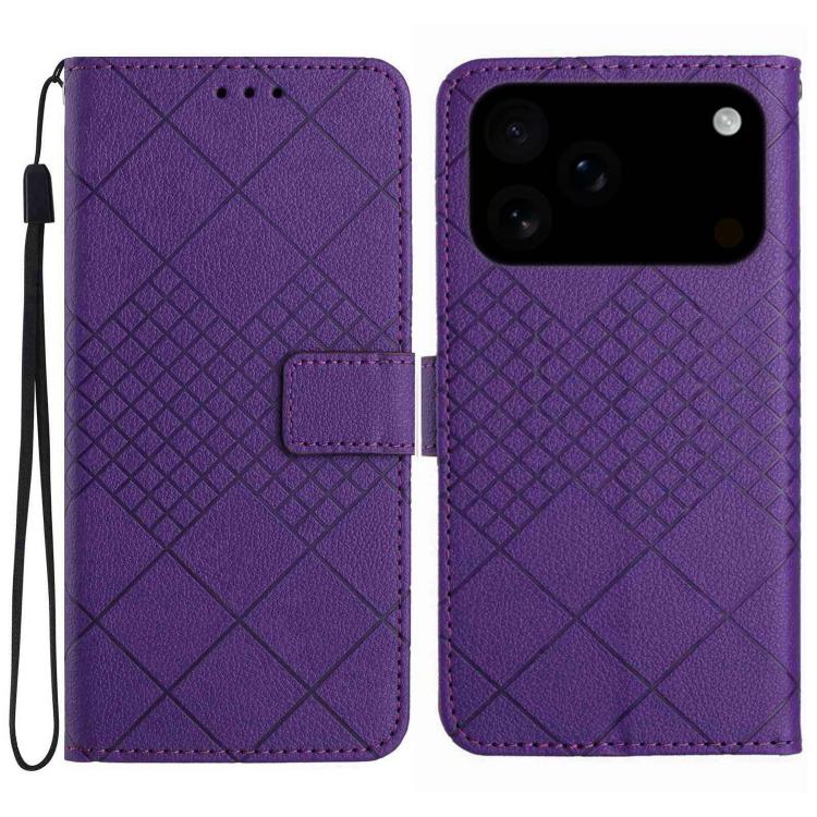 Rhombic Grid Texture Leather Phone Case