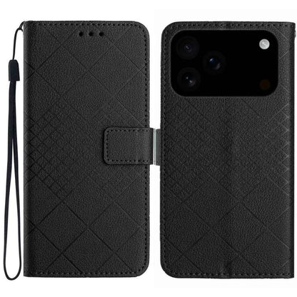 Rhombic Grid Texture Leather Phone Case