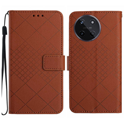 Rhombic Grid Texture Leather Phone Case, For Realme C63 5G, For Realme 12 5G Global, For Realme 12+ Global, For Realme 12 Pro/12 Pro+ Global, For Realme C67 4G, For Realme 11 4G Global, For Realme C53 / C51 / Narzo N53, For Realme 11 5G Global         ...
