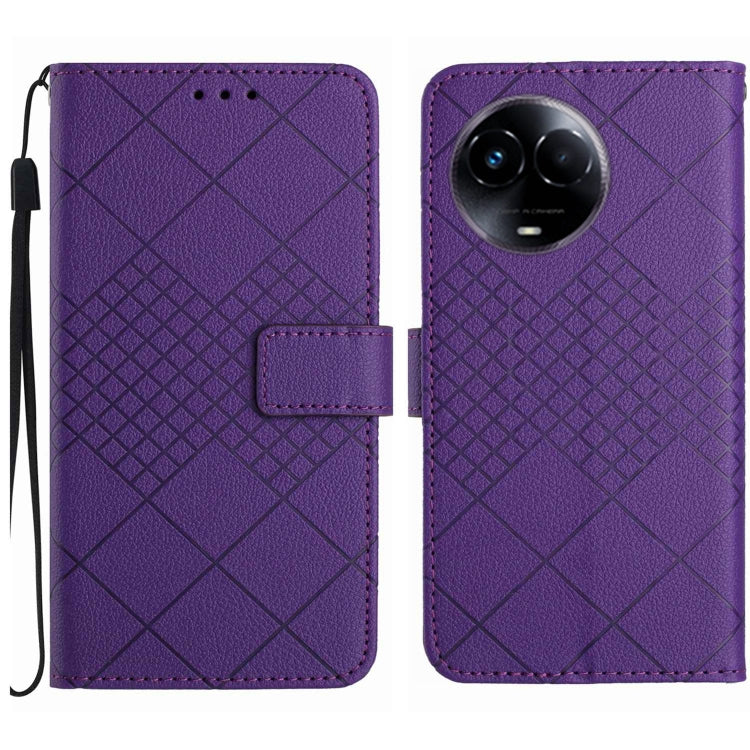 Rhombic Grid Texture Leather Phone Case, For Realme C63 5G, For Realme 12 5G Global, For Realme 12+ Global, For Realme 12 Pro/12 Pro+ Global, For Realme C67 4G, For Realme 11 4G Global, For Realme C53 / C51 / Narzo N53, For Realme 11 5G Global         ...