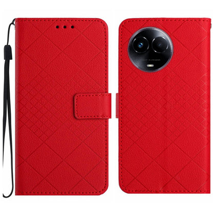 Rhombic Grid Texture Leather Phone Case, For Realme C63 5G, For Realme 12 5G Global, For Realme 12+ Global, For Realme 12 Pro/12 Pro+ Global, For Realme C67 4G, For Realme 11 4G Global, For Realme C53 / C51 / Narzo N53, For Realme 11 5G Global         ...