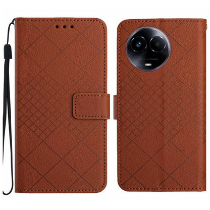 Rhombic Grid Texture Leather Phone Case, For Realme C63 5G, For Realme 12 5G Global, For Realme 12+ Global, For Realme 12 Pro/12 Pro+ Global, For Realme C67 4G, For Realme 11 4G Global, For Realme C53 / C51 / Narzo N53, For Realme 11 5G Global         ...