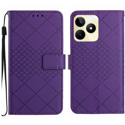 Rhombic Grid Texture Leather Phone Case, For Realme C63 5G, For Realme 12 5G Global, For Realme 12+ Global, For Realme 12 Pro/12 Pro+ Global, For Realme C67 4G, For Realme 11 4G Global, For Realme C53 / C51 / Narzo N53, For Realme 11 5G Global         ...