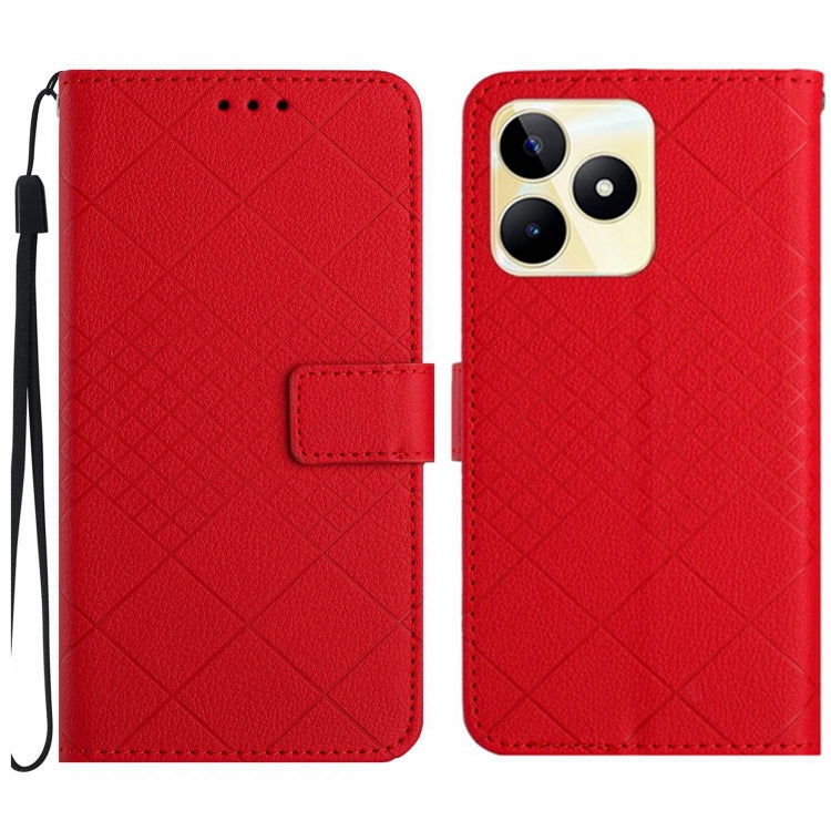 Rhombic Grid Texture Leather Phone Case, For Realme C63 5G, For Realme 12 5G Global, For Realme 12+ Global, For Realme 12 Pro/12 Pro+ Global, For Realme C67 4G, For Realme 11 4G Global, For Realme C53 / C51 / Narzo N53, For Realme 11 5G Global         ...