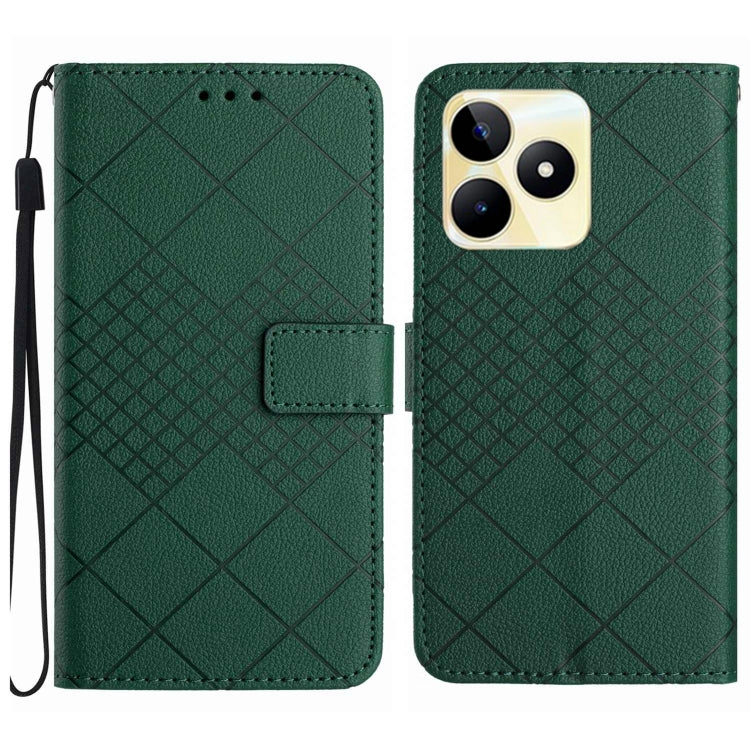 Rhombic Grid Texture Leather Phone Case, For Realme C63 5G, For Realme 12 5G Global, For Realme 12+ Global, For Realme 12 Pro/12 Pro+ Global, For Realme C67 4G, For Realme 11 4G Global, For Realme C53 / C51 / Narzo N53, For Realme 11 5G Global         ...