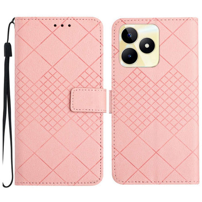 Rhombic Grid Texture Leather Phone Case, For Realme C63 5G, For Realme 12 5G Global, For Realme 12+ Global, For Realme 12 Pro/12 Pro+ Global, For Realme C67 4G, For Realme 11 4G Global, For Realme C53 / C51 / Narzo N53, For Realme 11 5G Global         ...