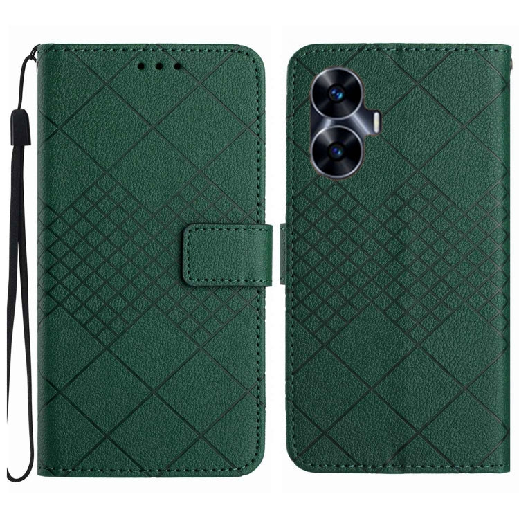 Rhombic Grid Texture Leather Phone Case, For Realme C63 5G, For Realme 12 5G Global, For Realme 12+ Global, For Realme 12 Pro/12 Pro+ Global, For Realme C67 4G, For Realme 11 4G Global, For Realme C53 / C51 / Narzo N53, For Realme 11 5G Global         ...