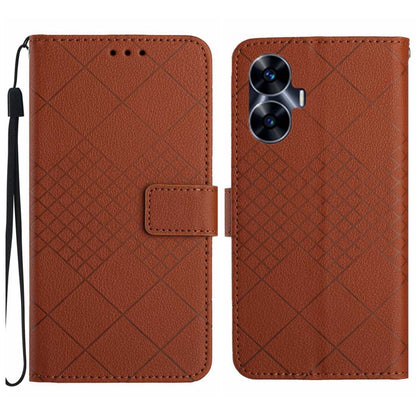 Rhombic Grid Texture Leather Phone Case, For Realme C63 5G, For Realme 12 5G Global, For Realme 12+ Global, For Realme 12 Pro/12 Pro+ Global, For Realme C67 4G, For Realme 11 4G Global, For Realme C53 / C51 / Narzo N53, For Realme 11 5G Global         ...