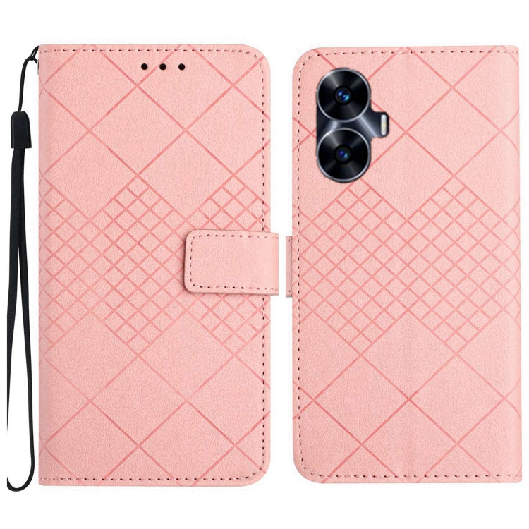 Rhombic Grid Texture Leather Phone Case, For Realme C63 5G, For Realme 12 5G Global, For Realme 12+ Global, For Realme 12 Pro/12 Pro+ Global, For Realme C67 4G, For Realme 11 4G Global, For Realme C53 / C51 / Narzo N53, For Realme 11 5G Global         ...