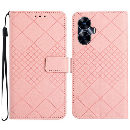 Rhombic Grid Texture Leather Phone Case, For Realme C63 5G, For Realme 12 5G Global, For Realme 12+ Global, For Realme 12 Pro/12 Pro+ Global, For Realme C67 4G, For Realme 11 4G Global, For Realme C53 / C51 / Narzo N53, For Realme 11 5G Global         ...