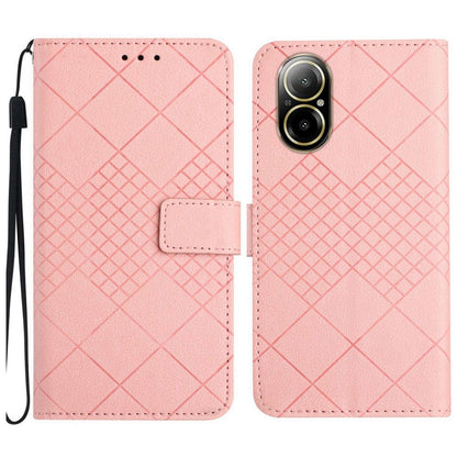 Rhombic Grid Texture Leather Phone Case, For Realme C63 5G, For Realme 12 5G Global, For Realme 12+ Global, For Realme 12 Pro/12 Pro+ Global, For Realme C67 4G, For Realme 11 4G Global, For Realme C53 / C51 / Narzo N53, For Realme 11 5G Global         ...