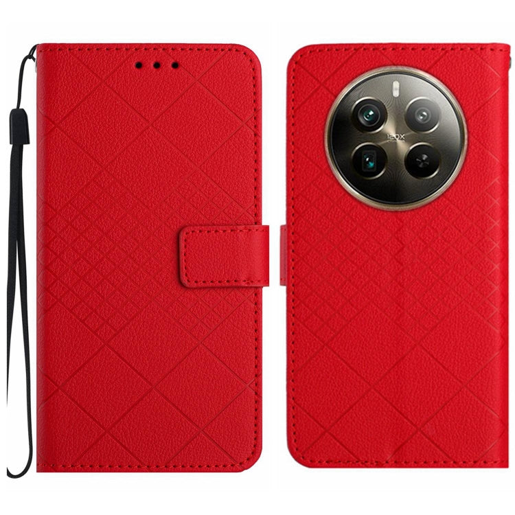 Rhombic Grid Texture Leather Phone Case, For Realme C63 5G, For Realme 12 5G Global, For Realme 12+ Global, For Realme 12 Pro/12 Pro+ Global, For Realme C67 4G, For Realme 11 4G Global, For Realme C53 / C51 / Narzo N53, For Realme 11 5G Global         ...
