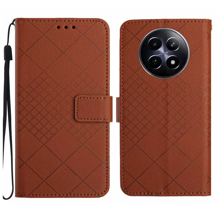 Rhombic Grid Texture Leather Phone Case, For Realme C63 5G, For Realme 12 5G Global, For Realme 12+ Global, For Realme 12 Pro/12 Pro+ Global, For Realme C67 4G, For Realme 11 4G Global, For Realme C53 / C51 / Narzo N53, For Realme 11 5G Global         ...