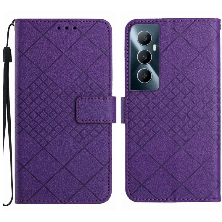 Rhombic Grid Texture Leather Phone Case, For Realme C63 5G, For Realme 12 5G Global, For Realme 12+ Global, For Realme 12 Pro/12 Pro+ Global, For Realme C67 4G, For Realme 11 4G Global, For Realme C53 / C51 / Narzo N53, For Realme 11 5G Global         ...