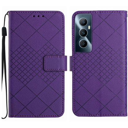 Rhombic Grid Texture Leather Phone Case, For Realme C63 5G, For Realme 12 5G Global, For Realme 12+ Global, For Realme 12 Pro/12 Pro+ Global, For Realme C67 4G, For Realme 11 4G Global, For Realme C53 / C51 / Narzo N53, For Realme 11 5G Global         ...