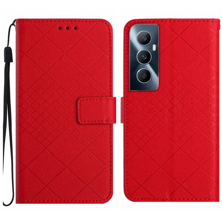 Rhombic Grid Texture Leather Phone Case, For Realme C63 5G, For Realme 12 5G Global, For Realme 12+ Global, For Realme 12 Pro/12 Pro+ Global, For Realme C67 4G, For Realme 11 4G Global, For Realme C53 / C51 / Narzo N53, For Realme 11 5G Global         ...
