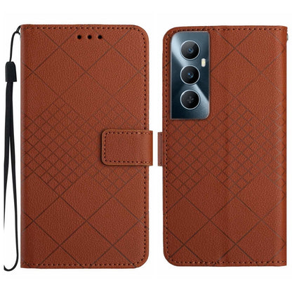 Rhombic Grid Texture Leather Phone Case, For Realme C63 5G, For Realme 12 5G Global, For Realme 12+ Global, For Realme 12 Pro/12 Pro+ Global, For Realme C67 4G, For Realme 11 4G Global, For Realme C53 / C51 / Narzo N53, For Realme 11 5G Global         ...