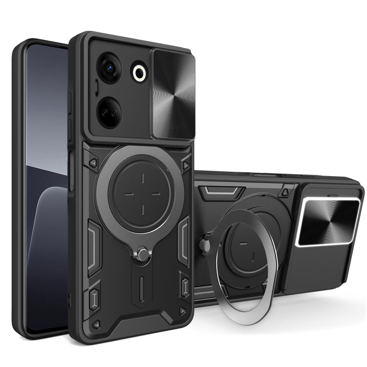 CD Texture Sliding Camshield Magnetic Holder Phone Case, For Tecno Pova 8 5G, For Tecno Spark 50 5G, For Tecno Spark 50 4G, For Tecno Camon 50 Pro 4G, For Tecno Pova 6 Neo 4G, For Tecno Pova 6 4G, For Tecno Camon 30 Pro 5G, For Tecno Camon 30 4G / 5G  ...