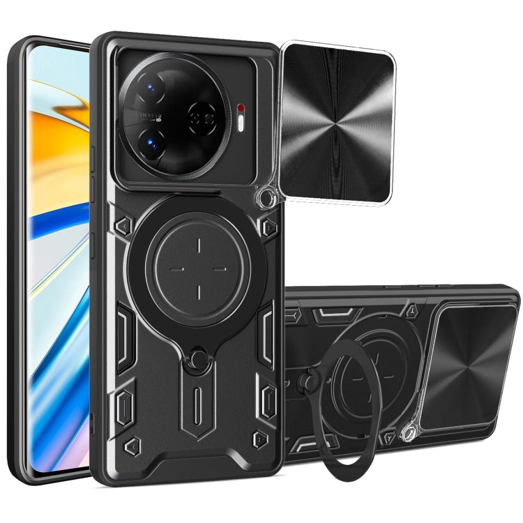 CD Texture Sliding Camshield Magnetic Holder Phone Case, For Tecno Pova 8 5G, For Tecno Spark 50 5G, For Tecno Spark 50 4G, For Tecno Camon 50 Pro 4G, For Tecno Pova 6 Neo 4G, For Tecno Pova 6 4G, For Tecno Camon 30 Pro 5G, For Tecno Camon 30 4G / 5G  ...