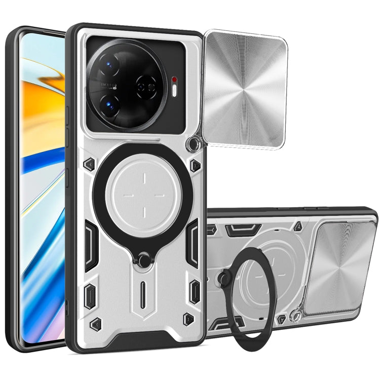 CD Texture Sliding Camshield Magnetic Holder Phone Case, For Tecno Pova 8 5G, For Tecno Spark 50 5G, For Tecno Spark 50 4G, For Tecno Camon 50 Pro 4G, For Tecno Pova 6 Neo 4G, For Tecno Pova 6 4G, For Tecno Camon 30 Pro 5G, For Tecno Camon 30 4G / 5G  ...