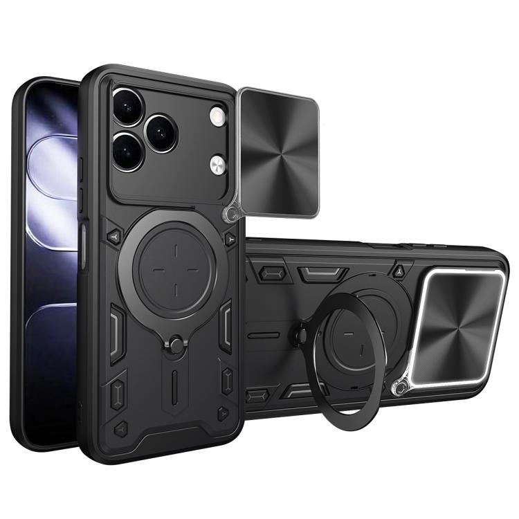 CD Texture Sliding Camshield Magnetic Holder Phone Case, For Tecno Pova 8 5G, For Tecno Spark 50 5G, For Tecno Spark 50 4G, For Tecno Camon 50 Pro 4G, For Tecno Pova 6 Neo 4G, For Tecno Pova 6 4G, For Tecno Camon 30 Pro 5G, For Tecno Camon 30 4G / 5G  ...