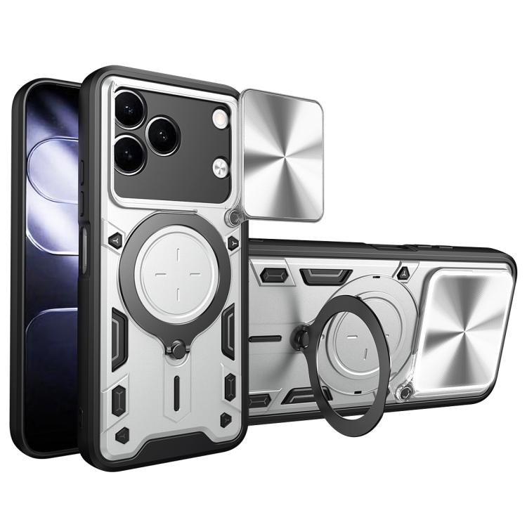 CD Texture Sliding Camshield Magnetic Holder Phone Case, For Tecno Pova 8 5G, For Tecno Spark 50 5G, For Tecno Spark 50 4G, For Tecno Camon 50 Pro 4G, For Tecno Pova 6 Neo 4G, For Tecno Pova 6 4G, For Tecno Camon 30 Pro 5G, For Tecno Camon 30 4G / 5G  ...