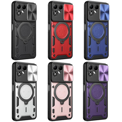 CD Texture Sliding Camshield Magnetic Holder Phone Case, For Tecno Pova 8 5G, For Tecno Spark 50 5G, For Tecno Spark 50 4G, For Tecno Camon 50 Pro 4G, For Tecno Pova 6 Neo 4G, For Tecno Pova 6 4G, For Tecno Camon 30 Pro 5G, For Tecno Camon 30 4G / 5G  ...