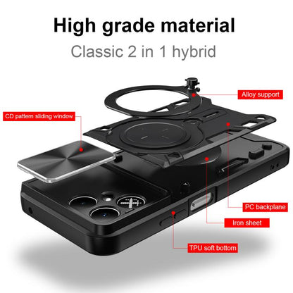 CD Texture Sliding Camshield Magnetic Holder Phone Case, For Tecno Pova 8 5G, For Tecno Spark 50 5G, For Tecno Spark 50 4G, For Tecno Camon 50 Pro 4G, For Tecno Pova 6 Neo 4G, For Tecno Pova 6 4G, For Tecno Camon 30 Pro 5G, For Tecno Camon 30 4G / 5G  ...