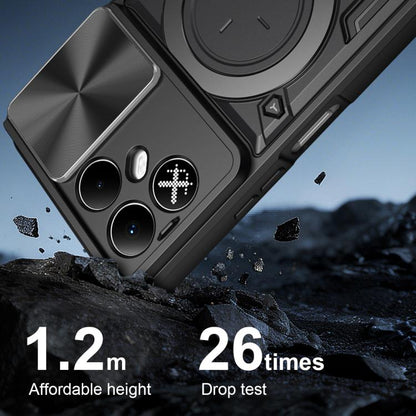 CD Texture Sliding Camshield Magnetic Holder Phone Case, For Tecno Pova 8 5G, For Tecno Spark 50 5G, For Tecno Spark 50 4G, For Tecno Camon 50 Pro 4G, For Tecno Pova 6 Neo 4G, For Tecno Pova 6 4G, For Tecno Camon 30 Pro 5G, For Tecno Camon 30 4G / 5G  ...