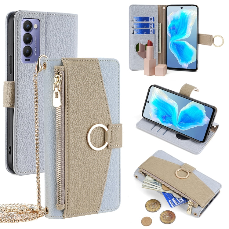 Crossbody Litchi Texture Leather Phone Case, For Tecno Camon 18 / 18 P