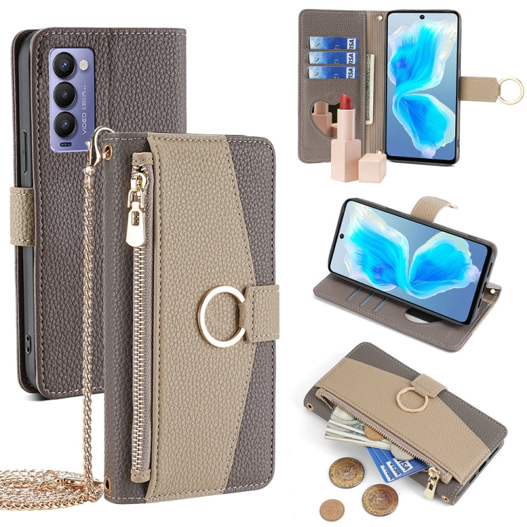 Crossbody Litchi Texture Leather Phone Case, For Tecno Camon 18 / 18 P
