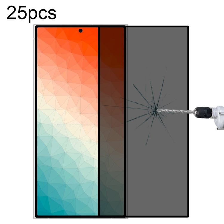 25pcs Full Cover Anti-peeping Tempered Glass Film,  Support Fingerprint Unlocking, For Samsung Galaxy S25 Edge 5G, For Samsung Galaxy S25 5G, For Samsung Galaxy S25+ 5G, For Samsung Galaxy S25 Ultra 5G, For Samsung Galaxy S24 Ultra 5G������������������...