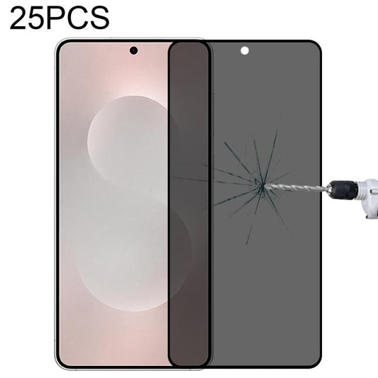 25pcs Full Cover Anti-peeping Tempered Glass Film,  Support Fingerprint Unlocking, For Samsung Galaxy S25 Edge 5G, For Samsung Galaxy S25 5G, For Samsung Galaxy S25+ 5G, For Samsung Galaxy S25 Ultra 5G, For Samsung Galaxy S24 Ultra 5G������������������...