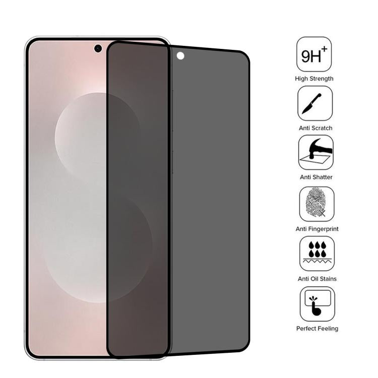 25pcs Full Cover Anti-peeping Tempered Glass Film,  Support Fingerprint Unlocking, For Samsung Galaxy S25 Edge 5G, For Samsung Galaxy S25 5G, For Samsung Galaxy S25+ 5G, For Samsung Galaxy S25 Ultra 5G, For Samsung Galaxy S24 Ultra 5G������������������...