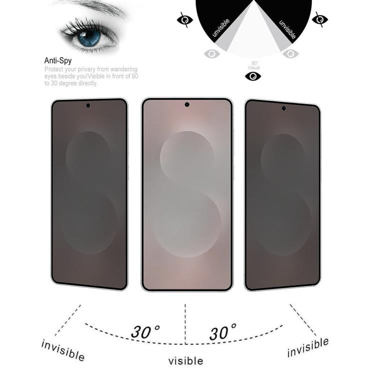 25pcs Full Cover Anti-peeping Tempered Glass Film,  Support Fingerprint Unlocking, For Samsung Galaxy S25 Edge 5G, For Samsung Galaxy S25 5G, For Samsung Galaxy S25+ 5G, For Samsung Galaxy S25 Ultra 5G, For Samsung Galaxy S24 Ultra 5G������������������...